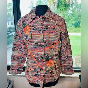 Draper's & Damon's Embroidered Floral Tapestry Wearable Art Blazer Size Medium